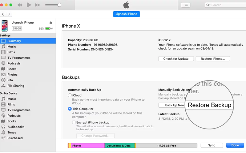 Giải pháp 5: Khôi phục iPhone bằng công cụ tìm / sao lưu iTunes