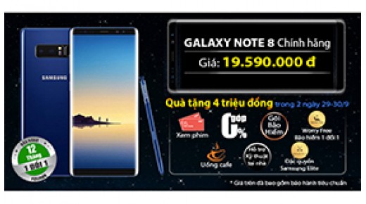 Samsung Galaxy Note 8 giá cực shock, quà tặng vô vàn, ưu đãi ngập tràn đếm hoài không xuể tại 24hStore đặc biệt trong 2 ngày 29-30/9