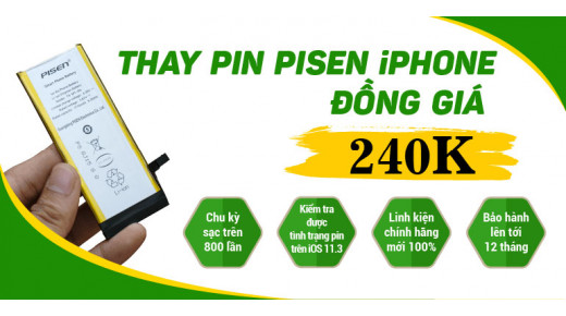 Thay Pin Pisen iPhone đồng giá 240k tại 24hstore