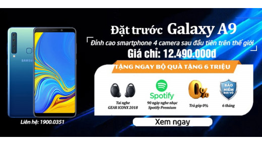 Đặt trước Samsung Galaxy A9 (2018) chính hãng giá tốt nhất tại 24hstore