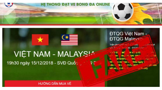 Cảnh báo: Xuất hiện nhiều trang web bán vé GIẢ trận Việt Nam và Malaysia