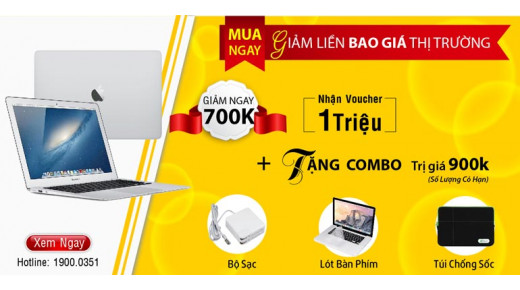 Macbook giá sỉ GIẢM 700K TRÚNG ngay bộ quà Tặng trị giá gần 3 Triệu Đồng