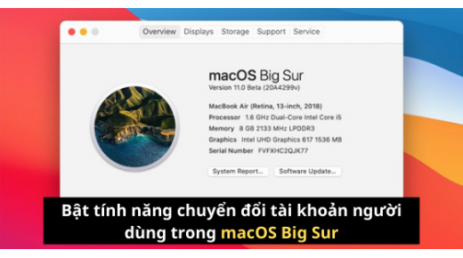Bật tính năng chuyển đổi tài khoản người dùng trong macOS Big Sur