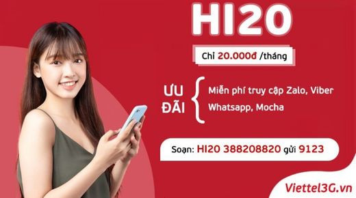 Lướt Zalo không sợ hết data với gói cước HI20 của Viettel
