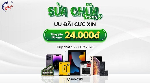 Sửa Chữa Tháng 9 - Ưu Đãi Cực Xịn - Thay pin iPhone giá từ 24.000 đồng