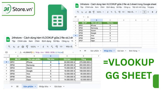 Cách dùng hàm VLOOKUP giữa 2 file và 2 sheet trong Google sheet