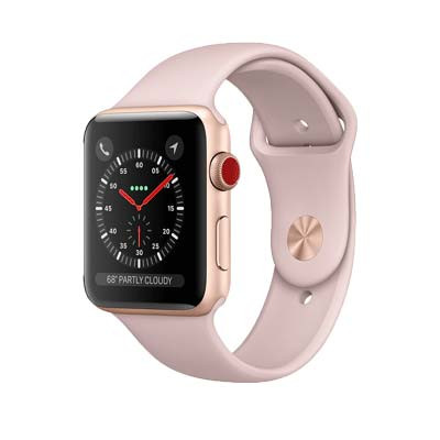 apple watch series 3 lte - mat thep, day cao su mau vang gold