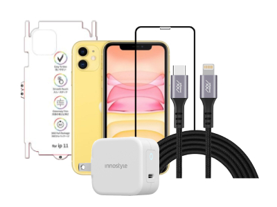 Combo iPhone 11 (Cốc 20W+Cáp C to L INNOSTYLE+Dán Full+PPF)