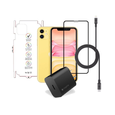 Combo iPhone 11 (Cốc 20W+Cáp C to L MOPHIE+Dán Full+PPF)