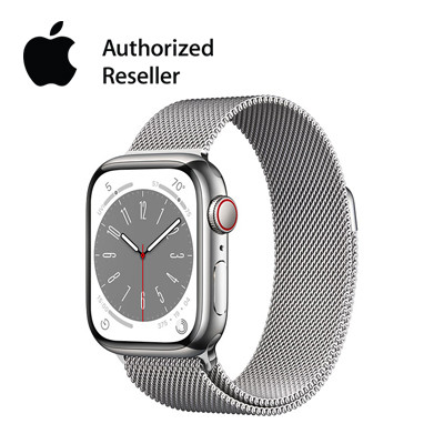 apple watch series 8 - 45mm - lte - mặt thép, dây thép | chính hãng vn/a
