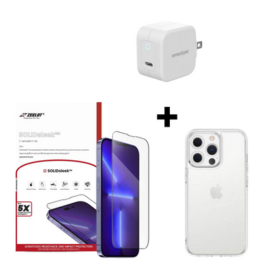 Combo iPhone 13 Pro Max (Cốc 20W Innostyle+Dán Zeelot+Ốp Mipow)