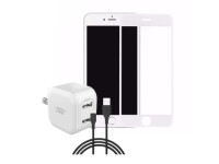 Combo quà VIP cho iPhone 8 Plus trắng cũ (Cốc 12W+Cáp A to L Innostyle+Dán+VIP 1 đổi 1 12 Tháng)