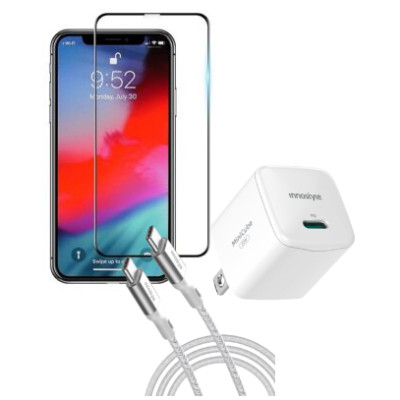Combo quà VIP cho iPhone Xs cũ (Cốc 20W+Cáp C to L Innostyle+Dán+VIP 1 đổi 1 6 Tháng)
