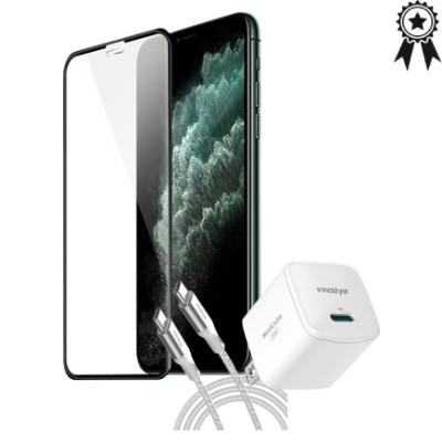 Combo quà VIP cho iPhone 11 Pro cũ (Cốc 20W+Cáp C to L Innostyle+Dán+VIP 1 đổi 1 6 Tháng)