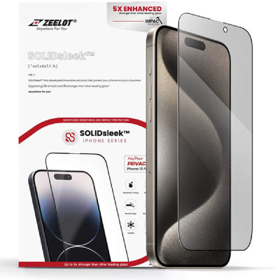 Miếng dán cường lực iPhone 15 Pro Max Chống nhìn trộm Zeelot Solidsleek