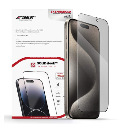 Miếng dán cường lực iPhone 15 Pro Chống nhìn trộm Zeelot Solidsleek