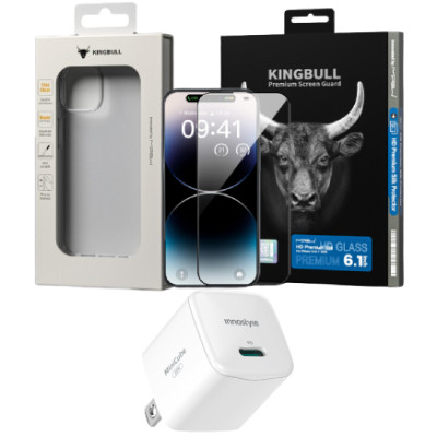 Combo iPhone 15 (Cốc 20W Innostyle+Ốp Mipow+Dán Kingbull+Hộp quà)