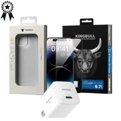 Combo quà VIP cho iPhone 15 Plus mới (Cốc 20W Innostyle+Dán Kingbull+Ốp Mipow+VIP Toàn diện 24 Tháng)