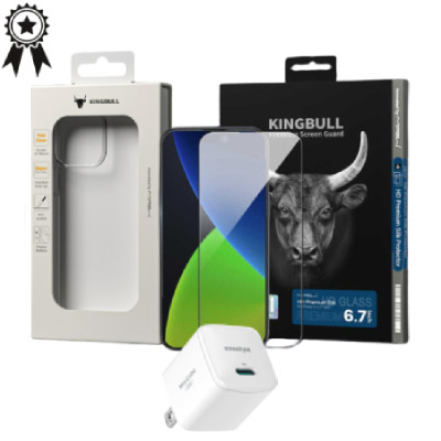 Combo quà VIP cho iPhone 15 Pro Max mới (Cốc 20W Innostyle+Dán Kingbull+Ốp Mipow+VIP 1 đổi 12 Tháng)