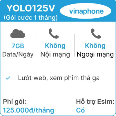 Sim Vinaphone YOLO125V 7GB/Ngày