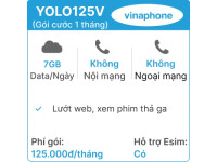 Sim Vinaphone YOLO125V 7GB/Ngày