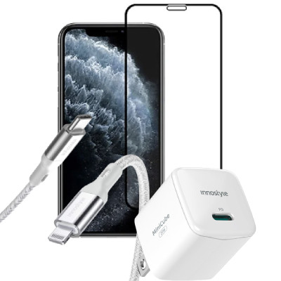 Combo iPhone 11 Pro Max (Cốc 20W+Cáp C to L Innostyle+Dán TOP)