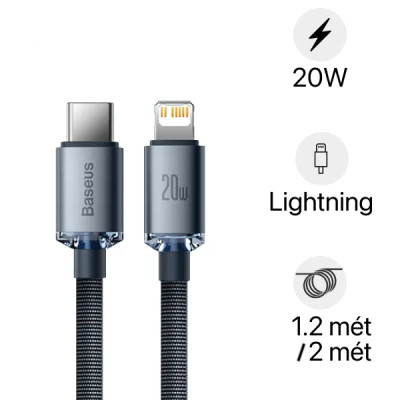 Cáp sạc nhanh, truyền dữ liệu tốc độ cao Baseus Crystal Shine Series Type-C to Lightning 20W