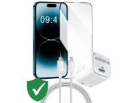 Combo VIP iPhone 15 Pro Max cũ (Cốc 20W+Cáp C to C ANKER+Dán T-Rex+VIP 1 đổi 1 12 Tháng)
