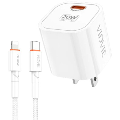 Combo Cốc sạc USB-C 20W PD PLM353 và Cáp sạc C to L 30W CB4033C-I VIDVIE
