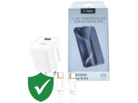 Combo VIP iPhone 15 Pro cũ (Cốc 33W+Cáp C to C VIDVIE+Dán T-Rex+VIP 1 đổi 1 12 Tháng)