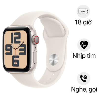 Apple Watch SE 2 2024 - 40mm - LTE - Viền nhôm, dây cao su Size M/L | Chính hãng VN/A