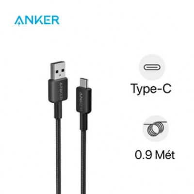 Cáp sạc nhanh Anker 322 USB-A to USB-C Nylon 0.9M A81H5