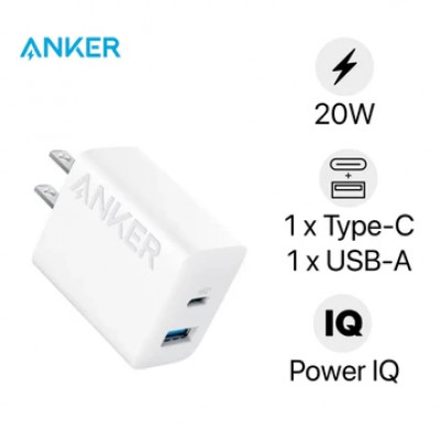 Cốc sạc Anker 312 2 cổng 1C1A 20W B2348 (kèm cáp USB-C)