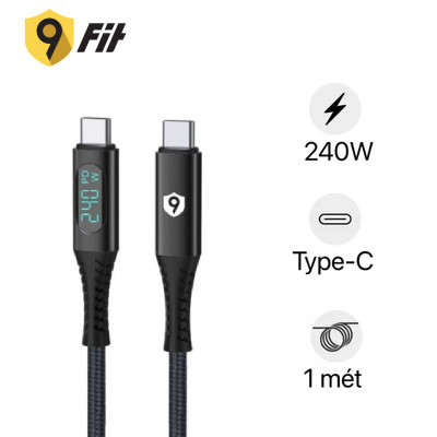 Cáp sạc 9Fit Supreme USB-C to USB-C LCD 240W dài 1M 9C24
