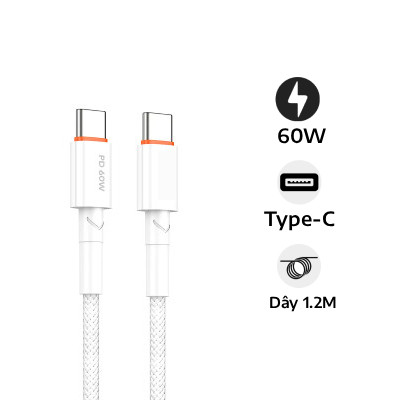 Cáp sạc Rexon Type C to C 60W 1.2M CB4033C-C