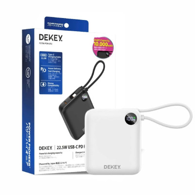 sac-du-phong-dekey-power-pioneer-10000mah-usb-c-pd-power-bank-22-5w-kem-cap-type-c-trang