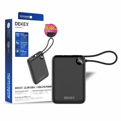 Sạc Dự Phòng DEKEY Power Pioneer 20.000mAh USB-C PD Power Bank 22.5W kèm cáp Type-C