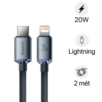 Cáp sạc nhanh, truyền dữ liệu tốc độ cao Baseus Crystal Shine Series Type-C to Lightning 20W