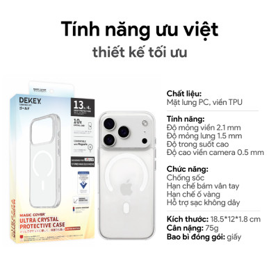 Ốp lưng Magsafe iPhone 17 Pro DEKEY Cover...