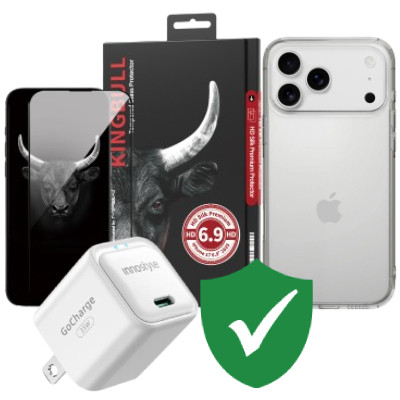 Combo VIP iPhone 17 Pro Max (Cốc 35W INNOSTYLE+Dán KINGBULL+Ốp MIPOW+VIP 1 đổi 1 12 Tháng) SKU: COMBO00429