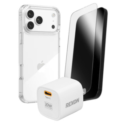 Combo VIP iPhone 17 Pro Max (Cốc 20W REXON+Dán ZAGG+Ốp ZAGG) SKU: COMBO00459