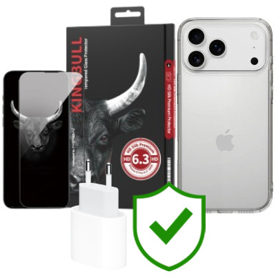 Combo VIP iPhone 17 Pro (Cốc 20W APPLE+Dán KINGBULL+Ốp MIPOW+VIP 24 Tháng toàn diện)