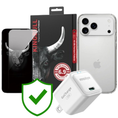 Combo VIP iPhone 17 Pro Max (Cốc 35W INNOSTYLE+Dán KINGBULL+Ốp MIPOW+VIP 24 Tháng toàn diện)
