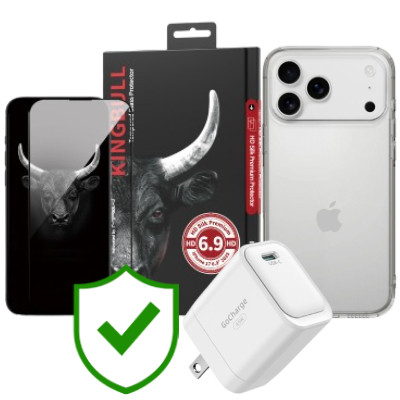 Combo VIP iPhone 17 Pro Max (Cốc 45W INNOSTYLE+Dán KINGBULL+Ốp MIPOW+VIP 24 Tháng toàn diện)