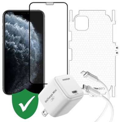 Combo quà VIP cho iPhone 11 Pro Max cũ (Cốc 20W+Cáp C to L Innostyle+Dán TOP+PPF+24hCare 12 Tháng)