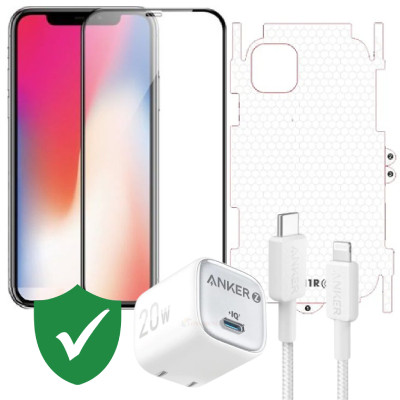 Combo VIP iPhone 11 cũ (Cốc 20W+Cáp C to L ANKER+Dán TOP+PPF+24hCare 12 Tháng)