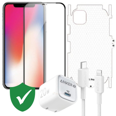 Combo VIP iPhone 11 Pro cũ (Cốc 20W+Cáp C to L ANKER+Dán TOP+PPF+24hCare 12 Tháng)