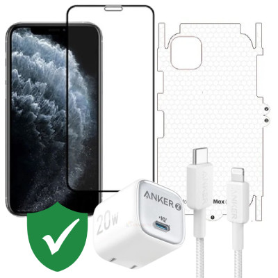 Combo VIP iPhone 11 Pro Max cũ (Cốc 20W+Cáp C to L ANKER+Dán TOP+PPF+24hCare 12 Tháng)