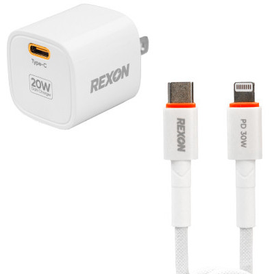 Combo Cốc sạc 20W + Cáp sạc C to L REXON