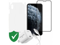 Combo quà VIP cho iPhone Xs Max cũ (Cốc 20W+Cáp C to L Innostyle+Dán+PPF+24hCare 12 Tháng)
